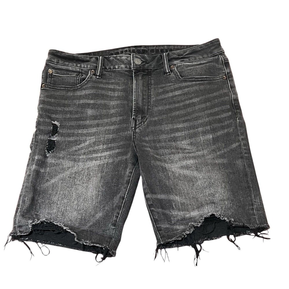 American Eagle Next Level Flex Distressed Black Denim Shorts Jorts Y2K Men’s 33